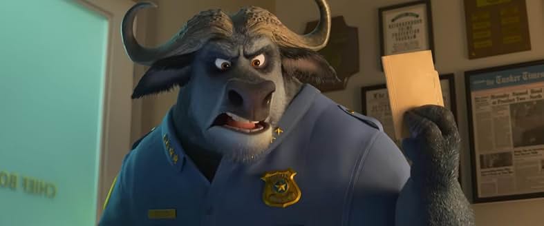 ジュディとニックに新たな任務を命じるボゴ署長